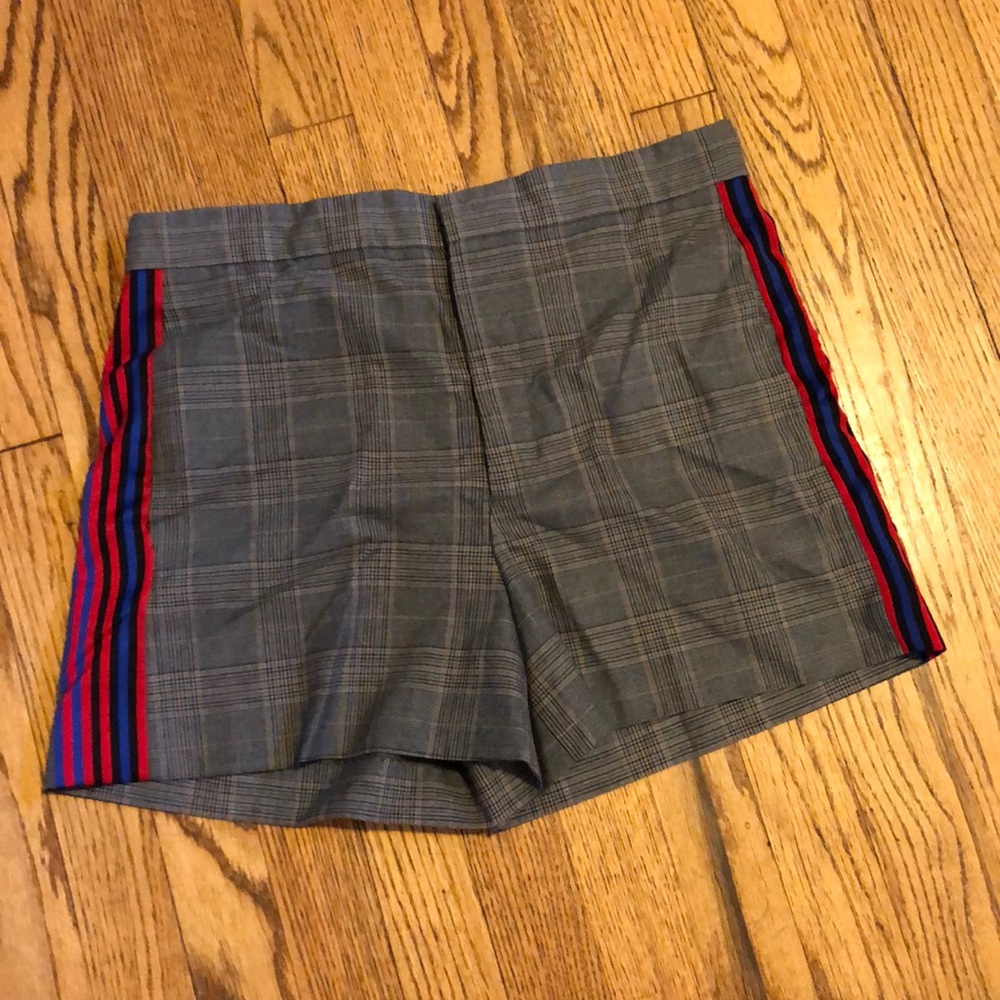 Zara checked shorts with sport stripe